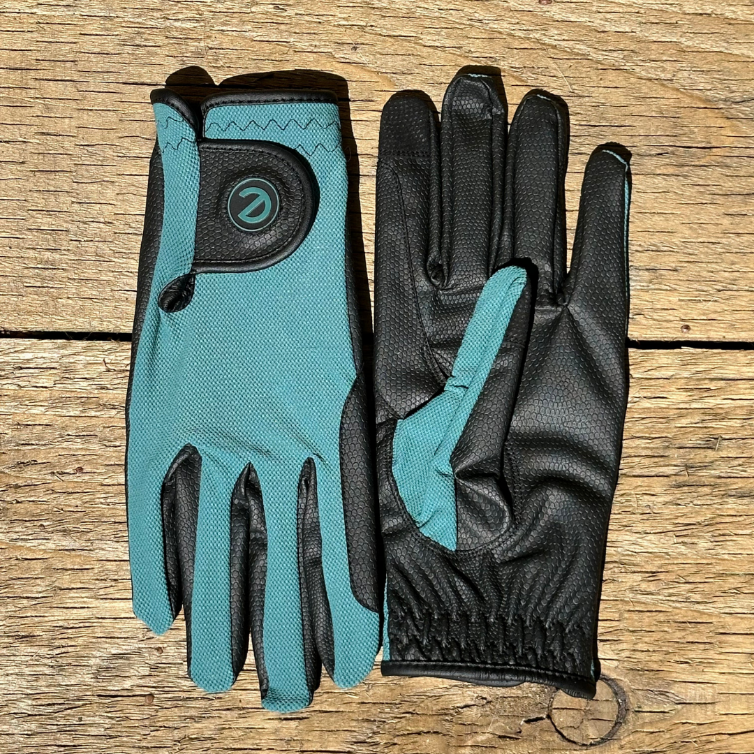 eQUEST GripPro X-LITE Riding Gloves - Alpine Green Regular Cuff
