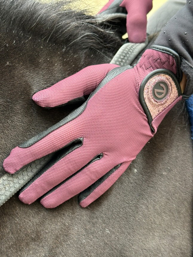 eQUEST GripPro X-LITE Riding Gloves - Merlot Glitter Cuff