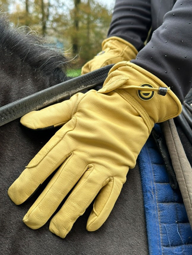 eQUEST GripPro Western Leather Riding Gloves – Classic Yellow | Thinsulate Lined | Touchscreen