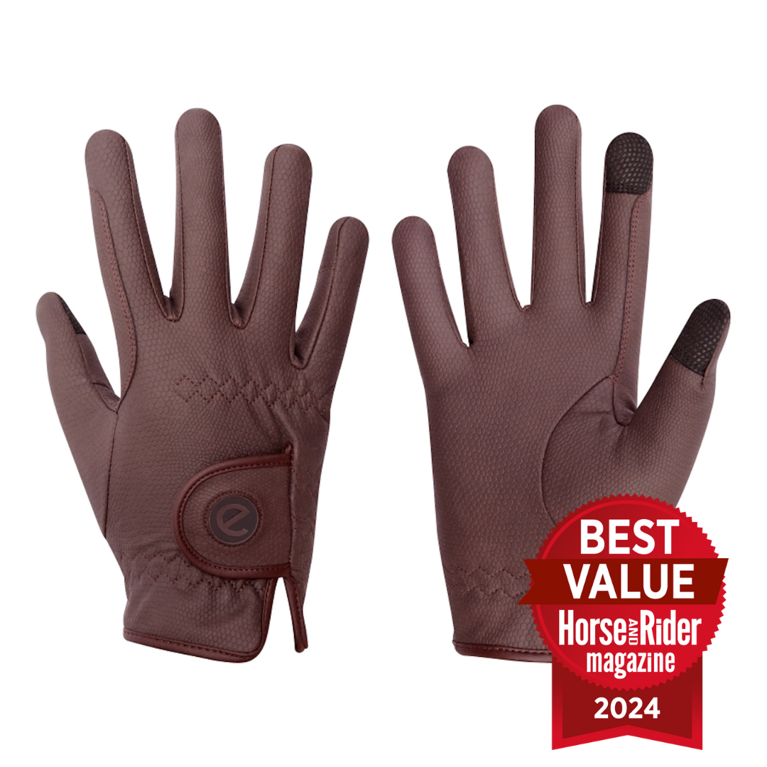 eQUEST GripPro Winter Edition Riding Gloves – Brown | Warm, Grippy & Touchscreen