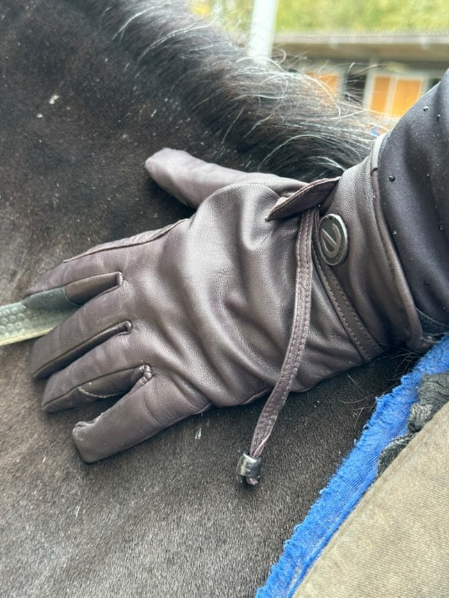 eQUEST GripPro Western Leather Riding Gloves – Brown | Thinsulate Lined | Touchscreen
