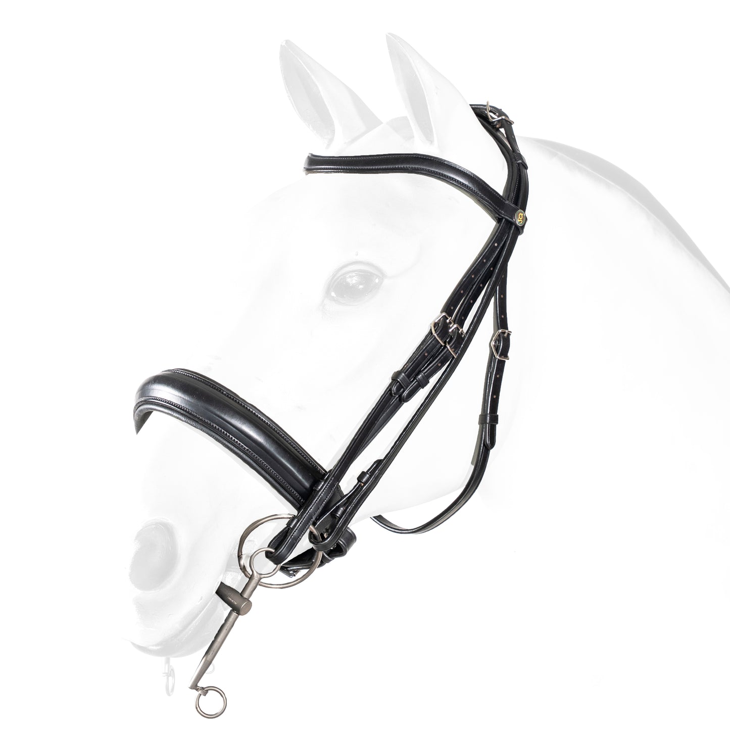 DRESSAGE BRIDLE WITH WIDE NOSEBAND With reins- Black- Cob