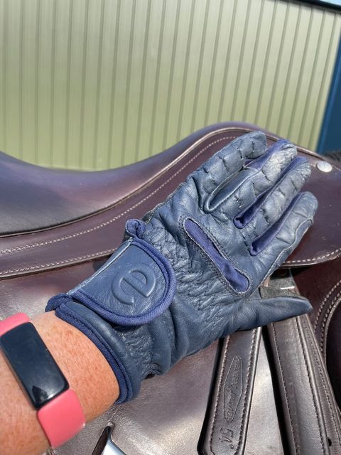 eQUEST GripPro Leather Touchscreen Riding Gloves - Navy Blue | Classic English Style