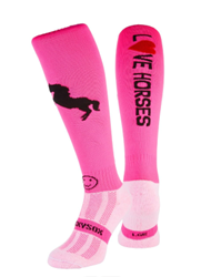 Love Horses Vivid Pink Knee Length Socks,