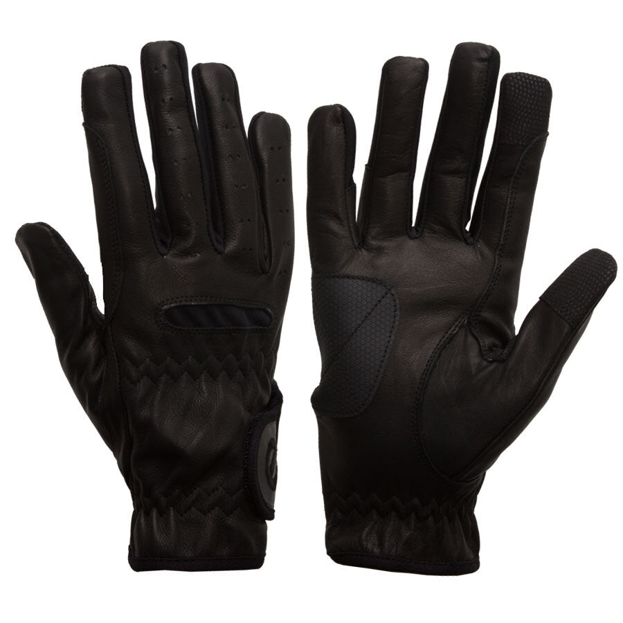 eQUEST GripPro Leather Touchscreen Riding Gloves - Black | Classic English Style