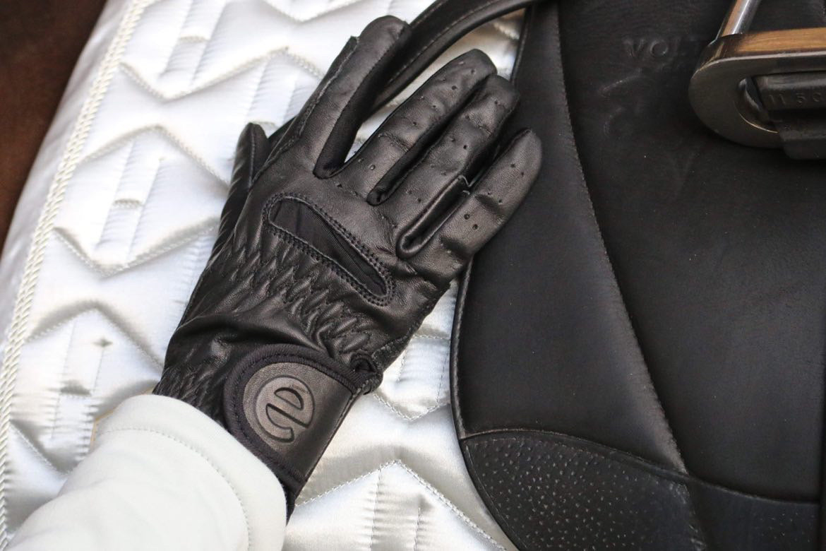 eQUEST GripPro Leather Touchscreen Riding Gloves - Black | Classic English Style