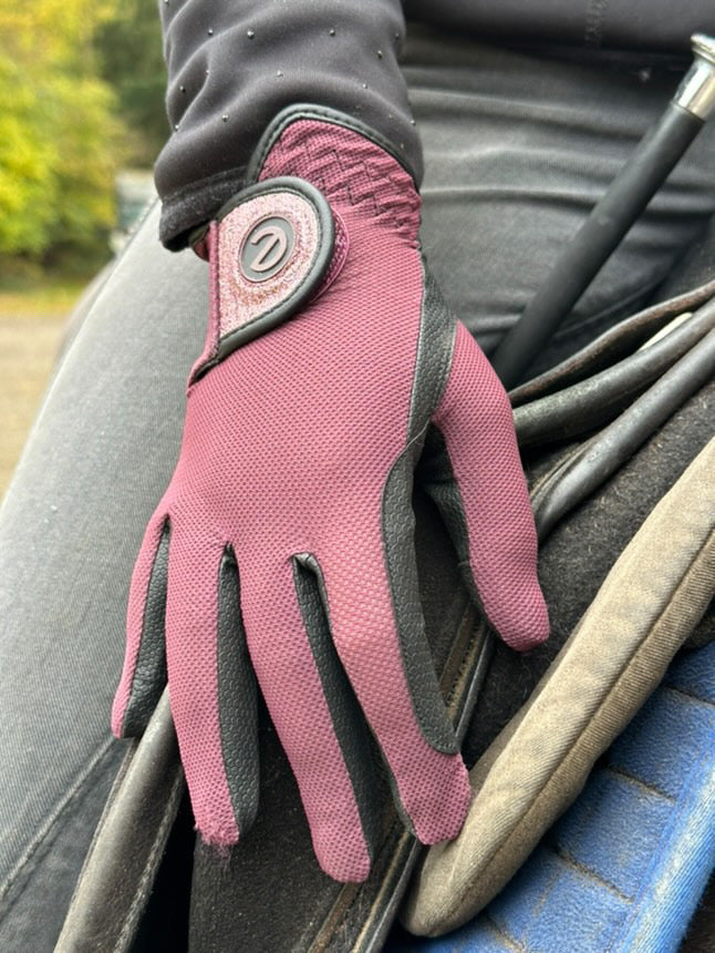 eQUEST GripPro X-LITE Riding Gloves - Merlot Glitter Cuff