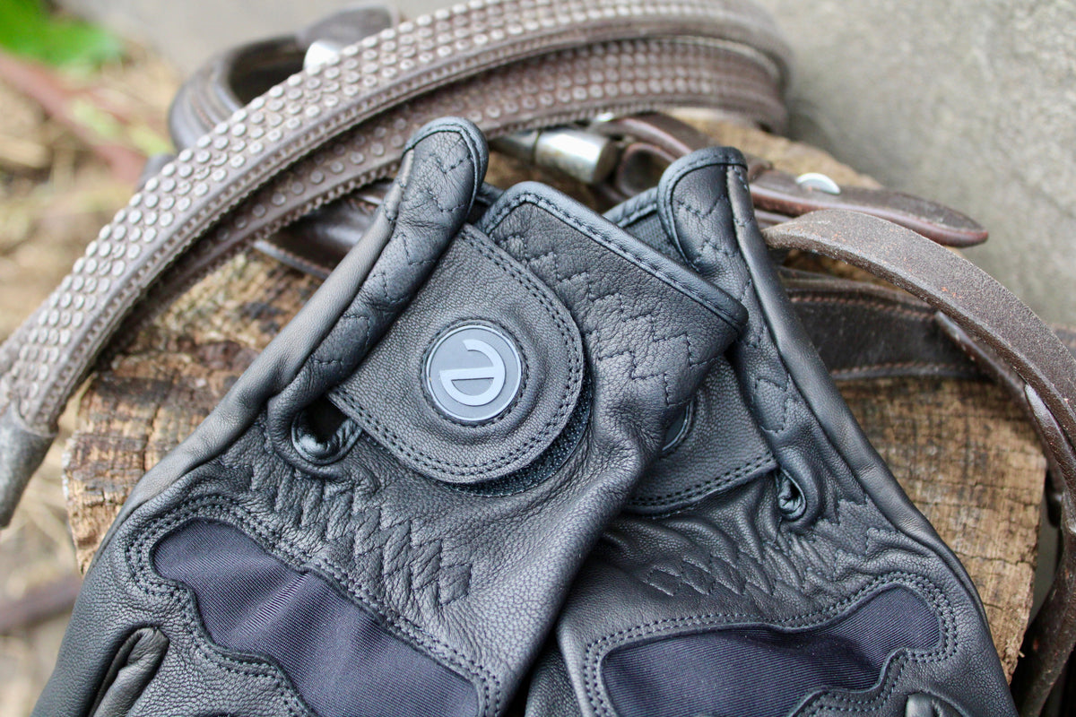 eQUEST GripPro LEATHER Riding Gloves - Black | Cabretta Palm & Goat Leather Back
