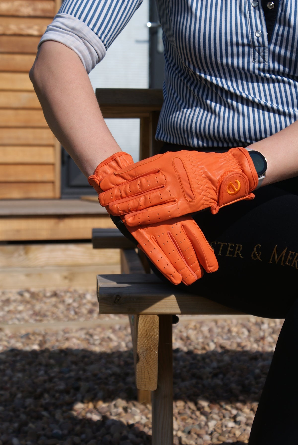 eQUEST GripPro Leather Touchscreen Riding Gloves - Orange | Classic English Style