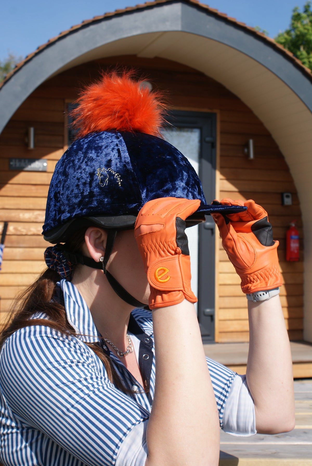 eQUEST GripPro Leather Touchscreen Riding Gloves - Orange | Classic English Style
