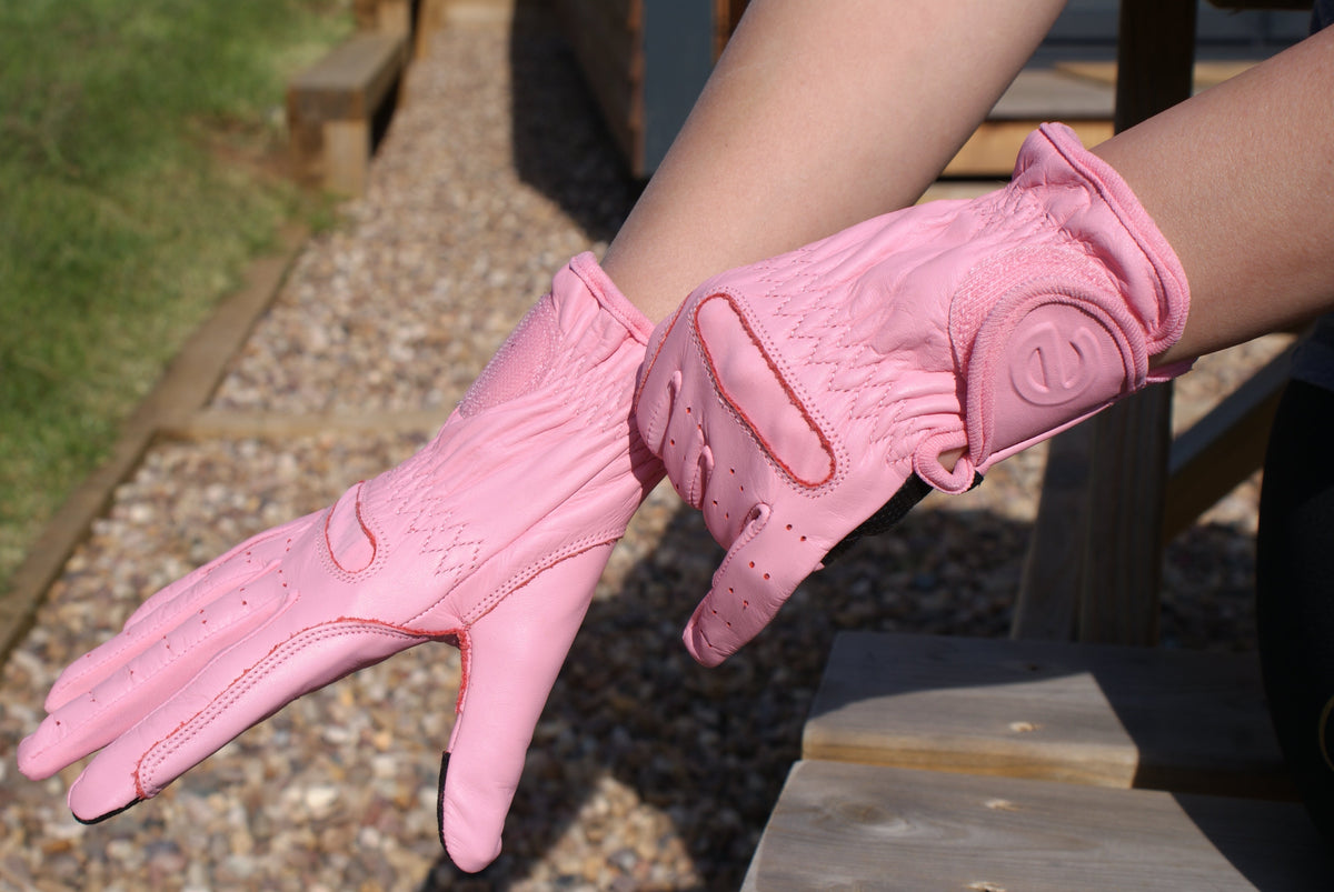 eQUEST GripPro Leather Touchscreen Riding Gloves - Blush Pink | Classic English Style