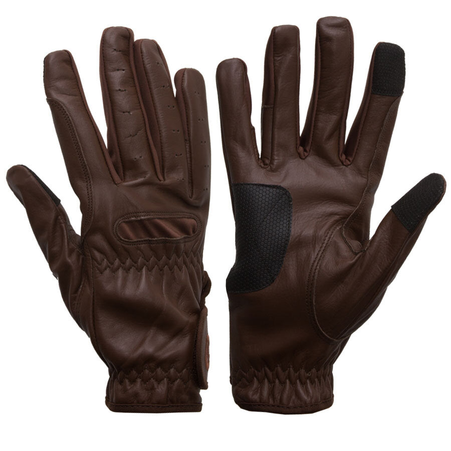 eQUEST GripPro Leather Touchscreen Riding Gloves - Chocolate Brown | Classic English Style