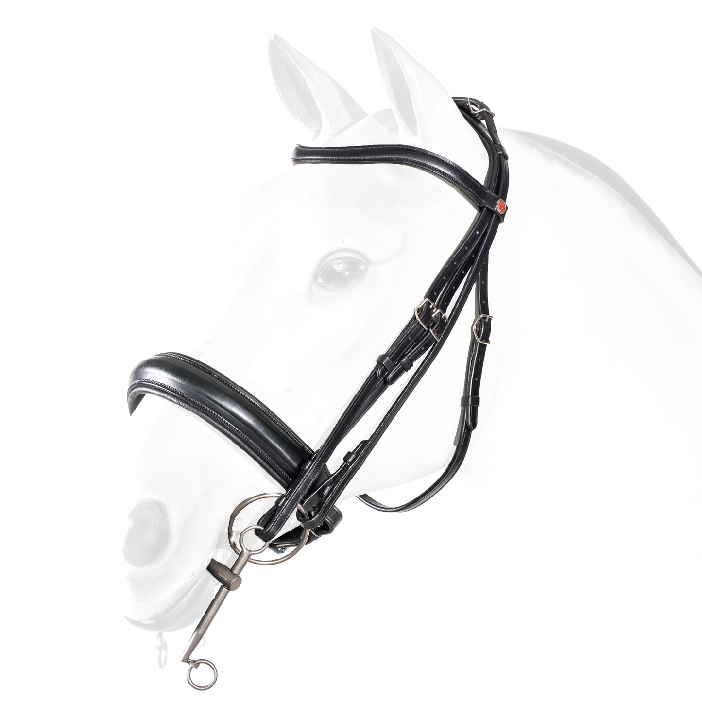 DRESSAGE BRIDLE WITH WIDE NOSEBAND With reins- Black- Cob