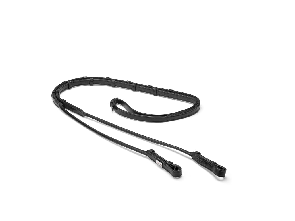 DRESSAGE ROUNDED REINS WITH 1/2 RUBBER - Brown - Full