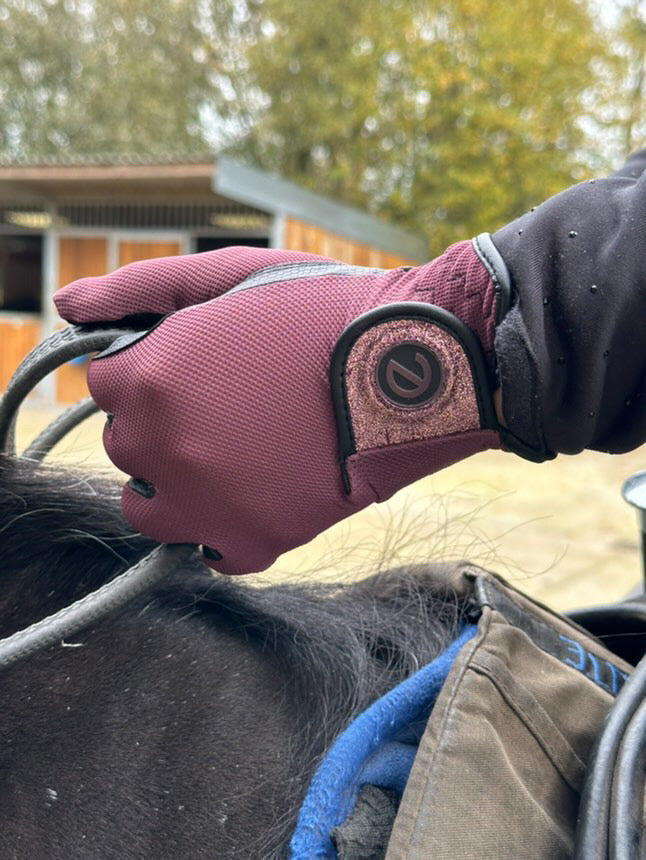 eQUEST GripPro X-LITE Riding Gloves - Merlot Glitter Cuff
