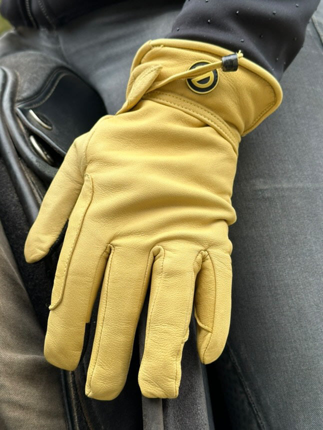 eQUEST GripPro Western Leather Riding Gloves – Classic Yellow | Thinsulate Lined | Touchscreen