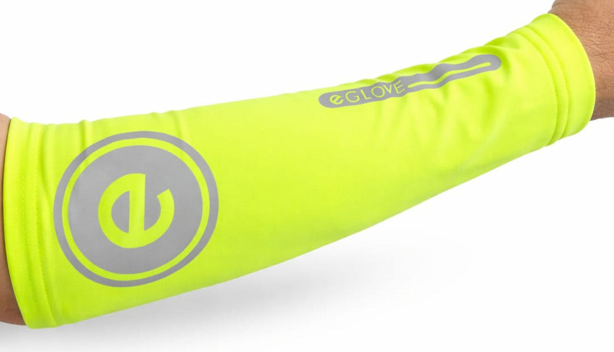 eGLOVE Hi-Vis Armsleeves – Fluoro Yellow | Reflective Running Arm Warmers