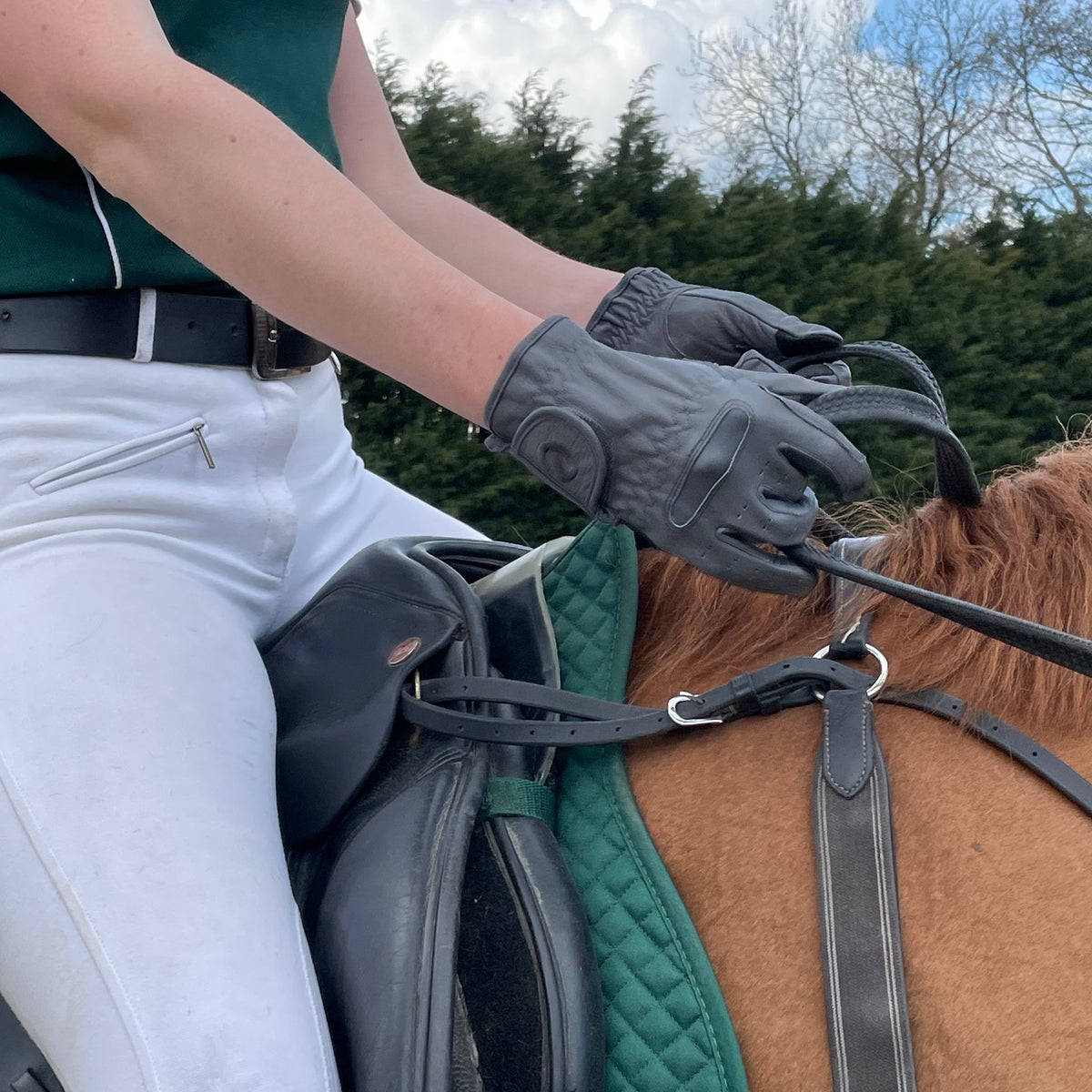 eQUEST GripPro Leather Touchscreen Riding Gloves - Grey | Classic English Style