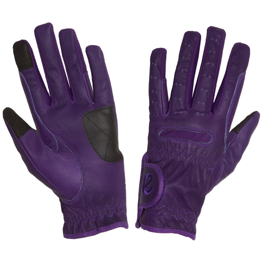 eQUEST GripPro Leather Touchscreen Riding Gloves - Purple | Classic English Style