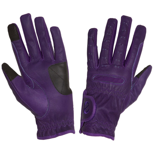 eQUEST GripPro Leather Touchscreen Riding Gloves - Purple | Classic English Style