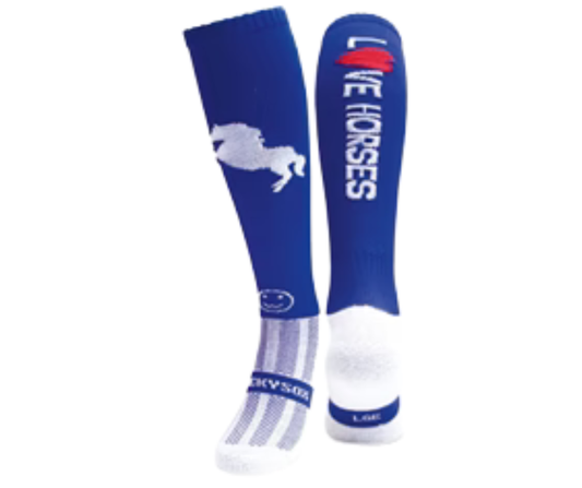 Love Horses Royal Blue Knee Length Socks