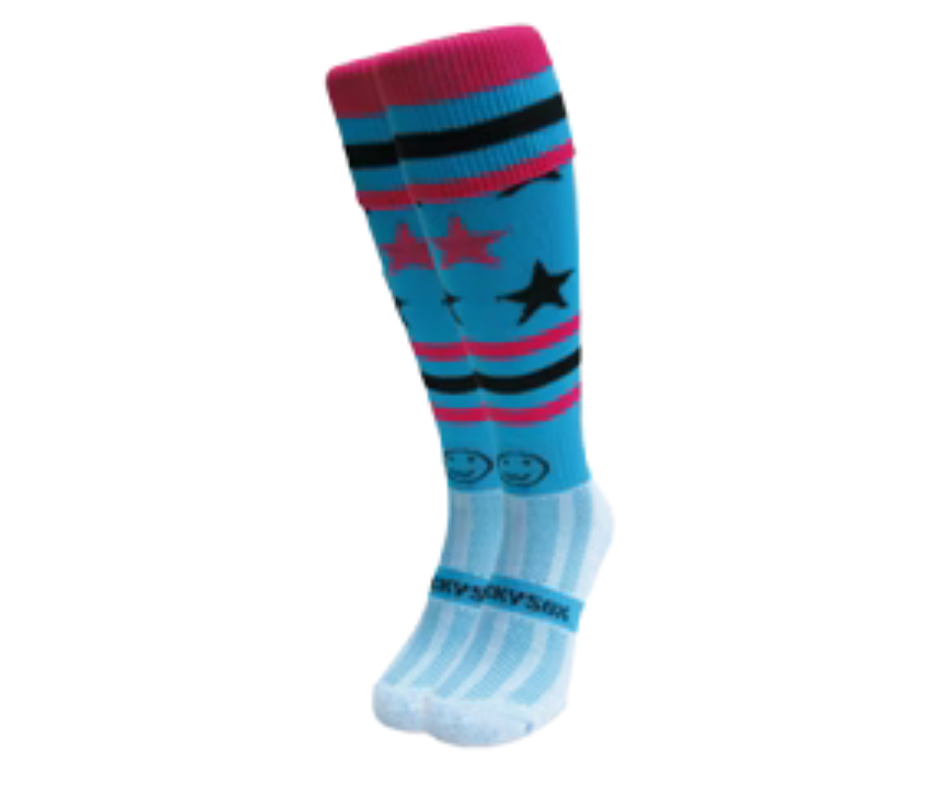 Born To Ride Blue Knee Length Socks