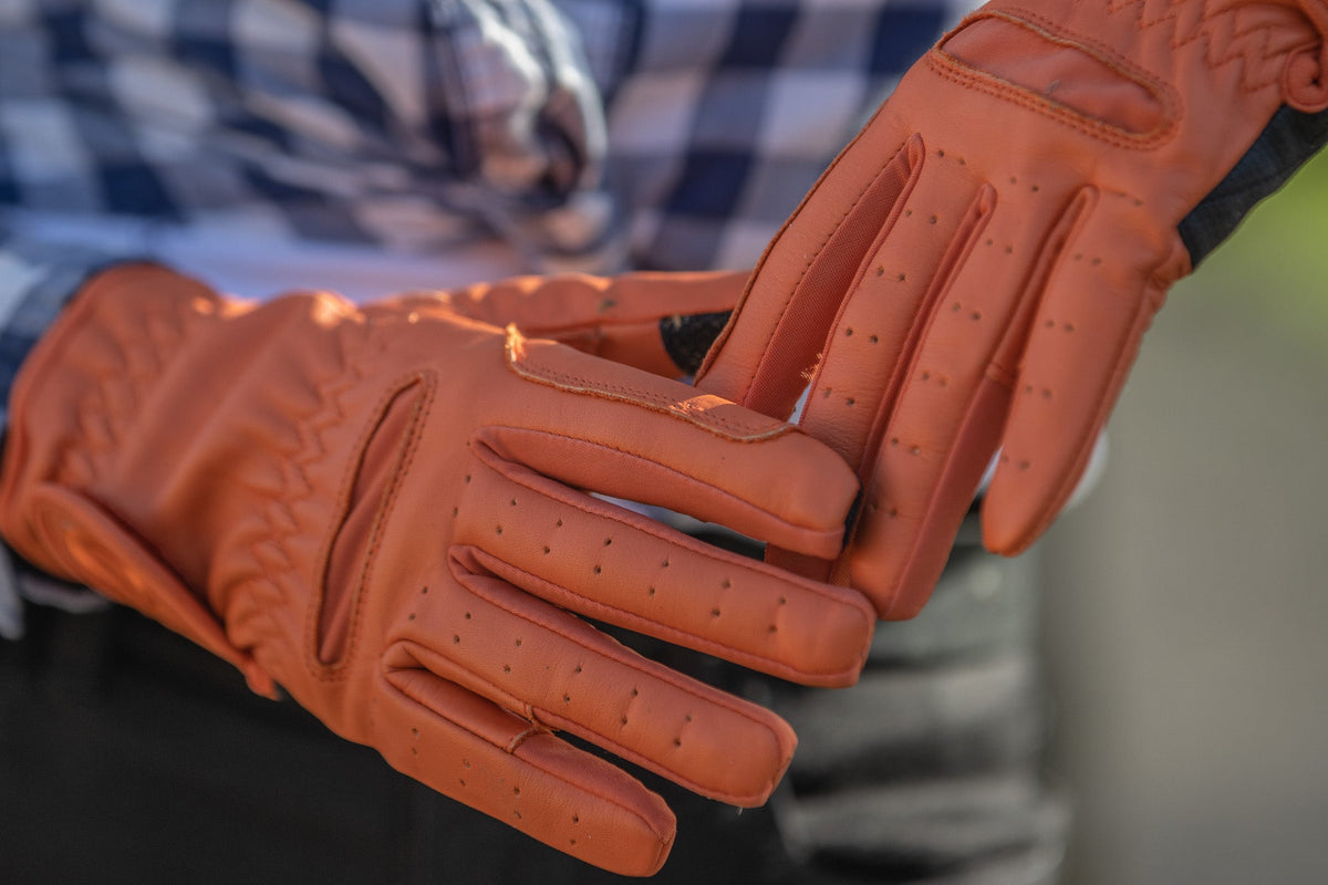 eQUEST GripPro Leather Touchscreen Riding Gloves - Orange | Classic English Style