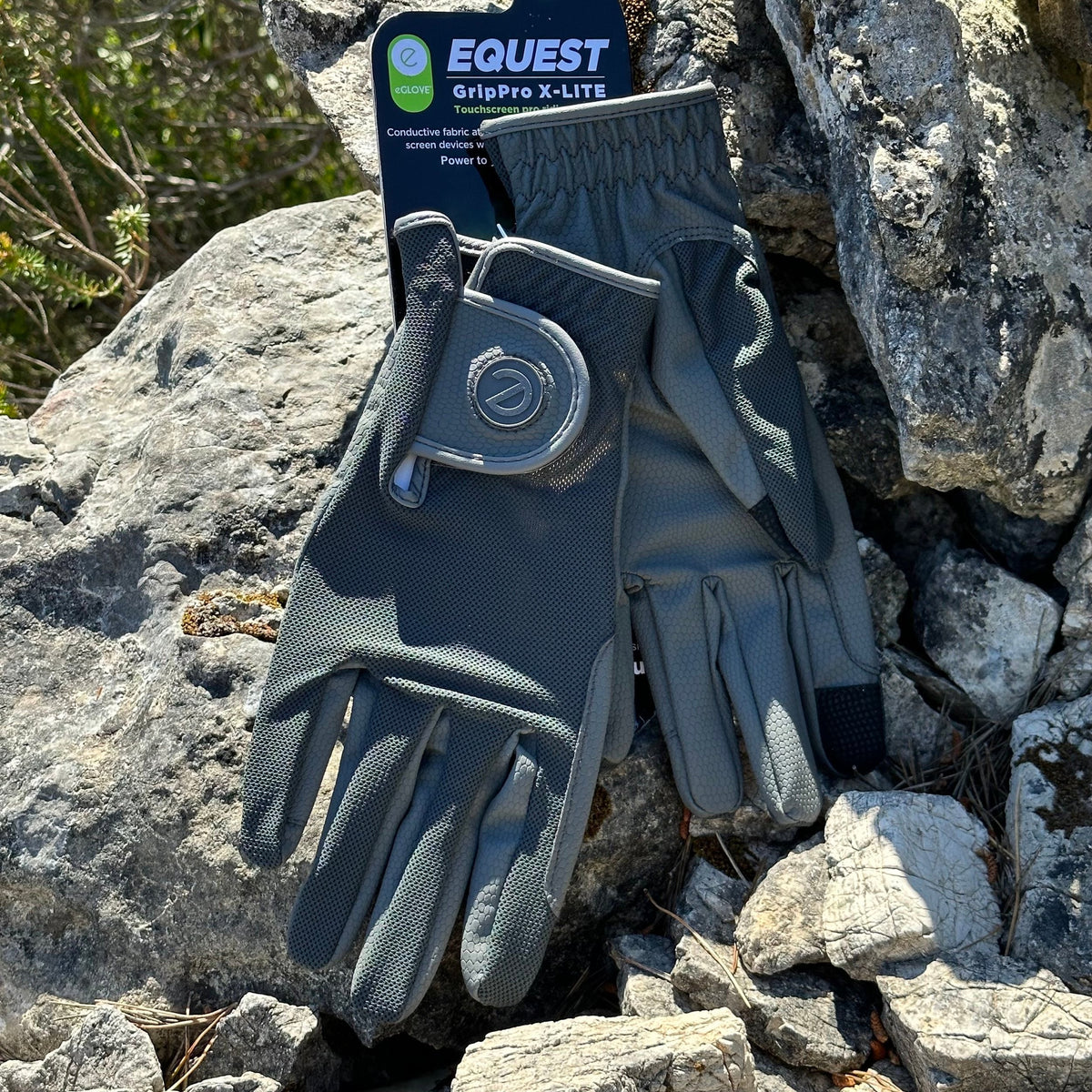 eQUEST GripPro X-LITE Riding Gloves - Grey Regular Cuff