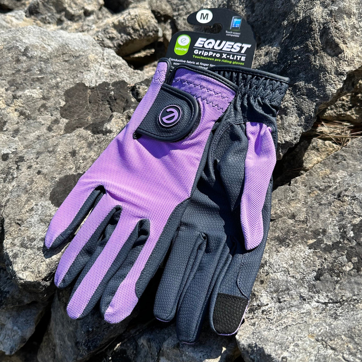 eQUEST GripPro X-LITE Riding Gloves - Lilac Regular Cuff