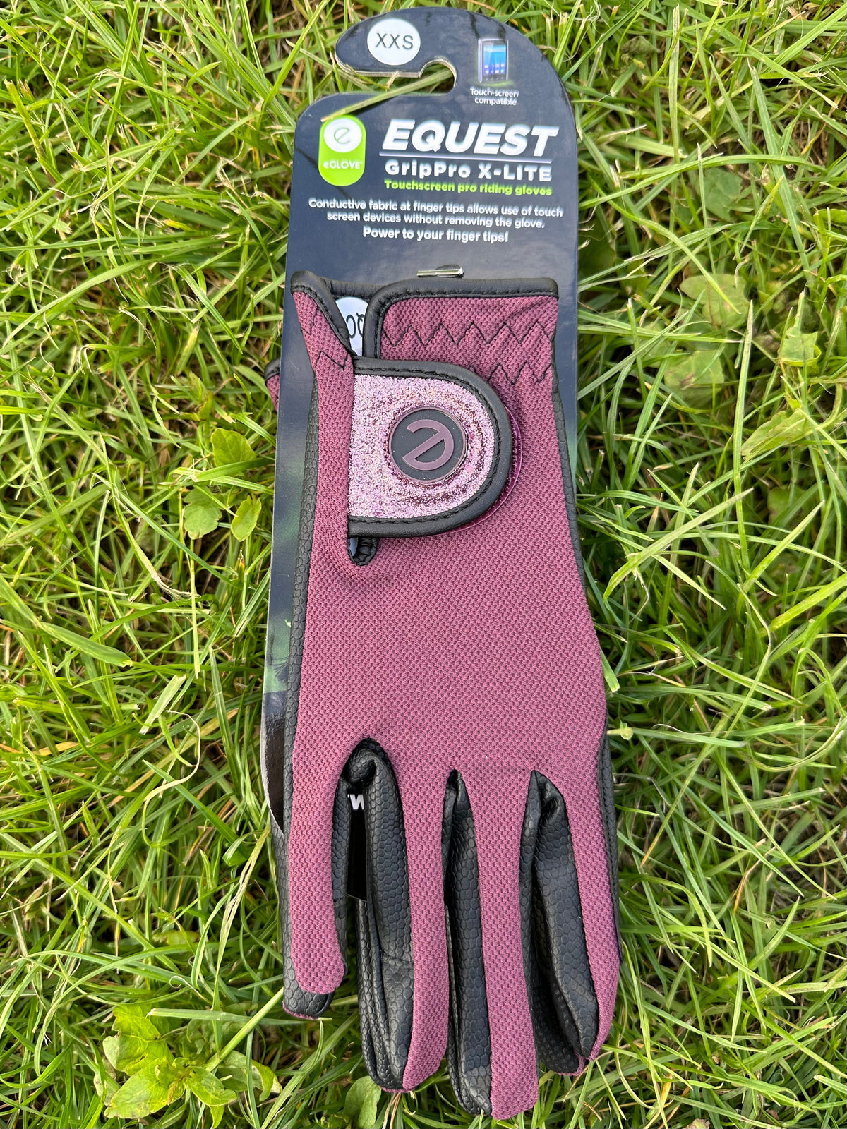 eQUEST GripPro X-LITE Riding Gloves - Merlot Glitter Cuff