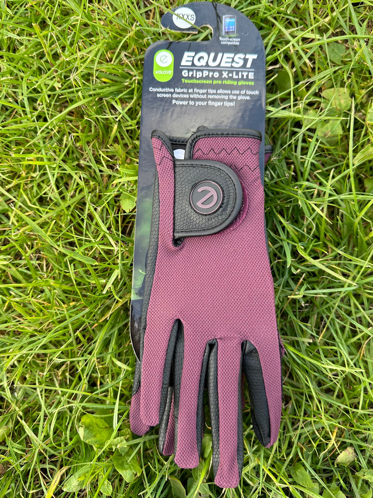 eQUEST GripPro X-LITE Riding Gloves - Merlot Regular Cuff