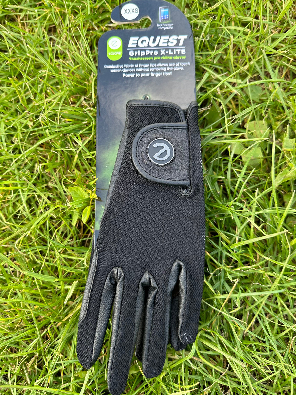 eQUEST GripPro X-LITE Riding Gloves - Black Tonal Glitter Cuff
