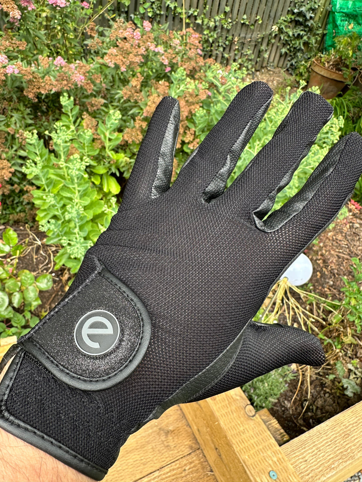 eQUEST GripPro X-LITE Riding Gloves - Black Tonal Glitter Cuff
