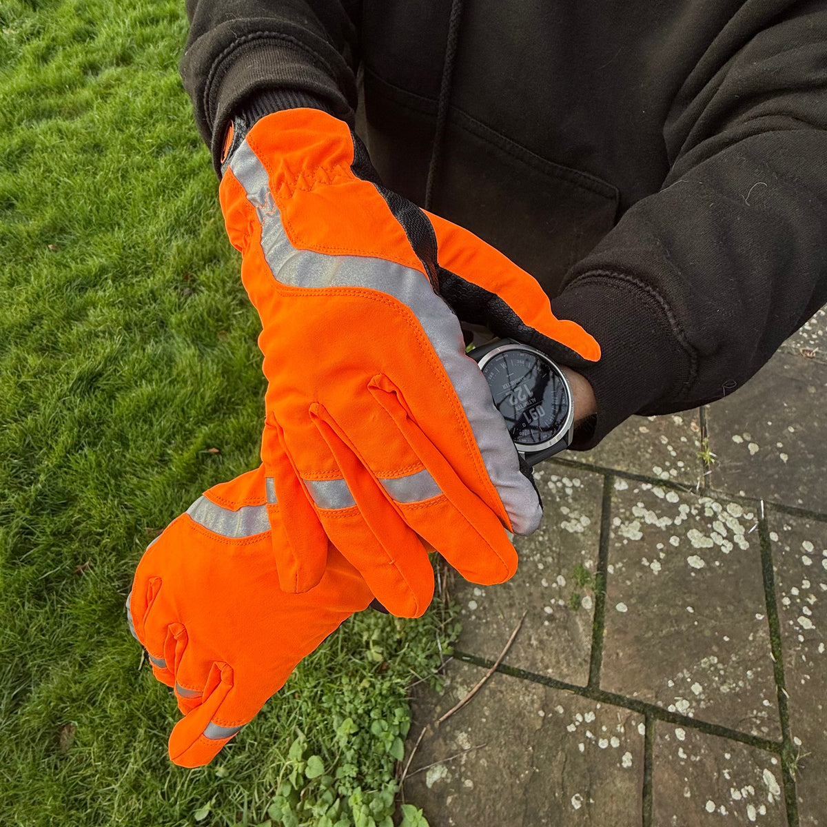 eQUEST Waterproof Hi-Vis Riding & Yard Gloves – Hi-Vis Reflective Orange | Warm & Reflective