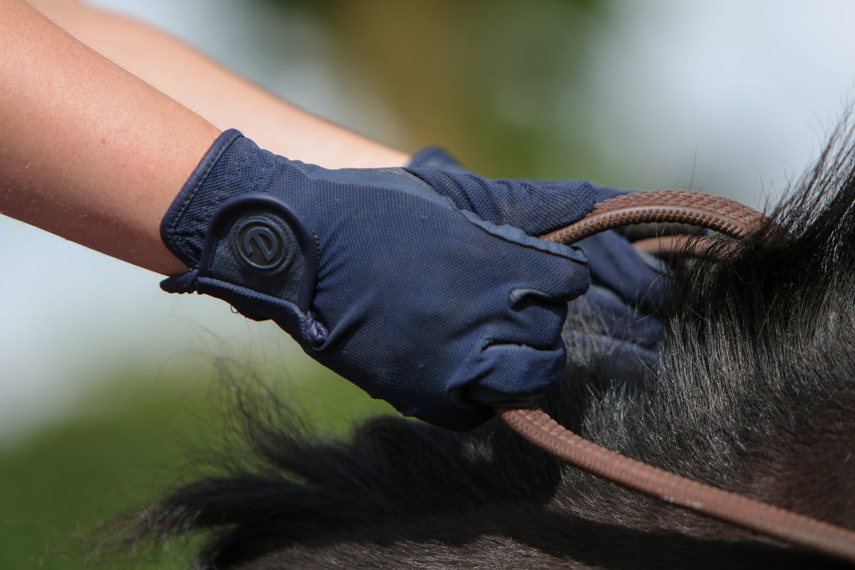 eQUEST GripPro X-LITE Riding Gloves - Blue Regular Cuff
