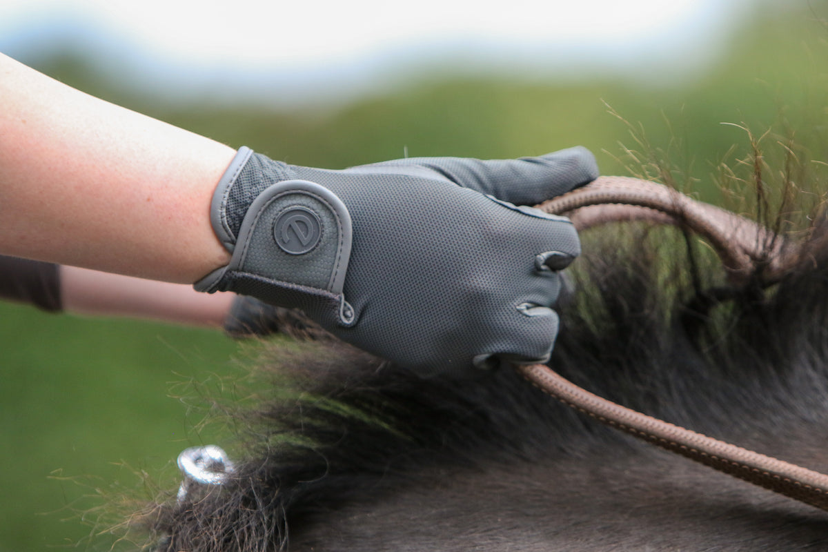 eQUEST GripPro X-LITE Riding Gloves - Grey Regular Cuff
