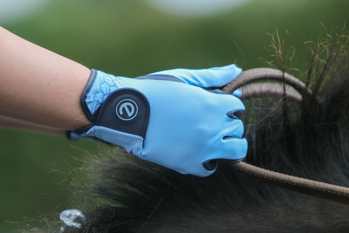eQUEST GripPro X-LITE Riding Gloves - Baby Blue Regular Cuff