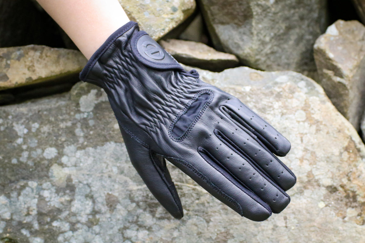 eQUEST GripPro Leather Touchscreen Riding Gloves - Black | Classic English Style