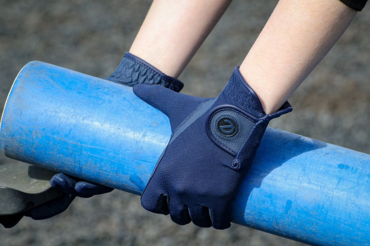 eQUEST GripPro X-LITE Riding Gloves - Blue Regular Cuff