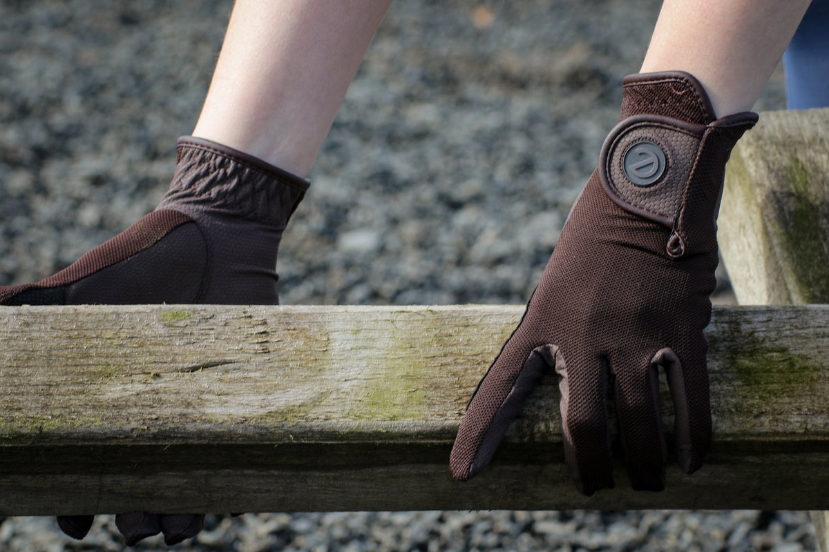 eQUEST GripPro X-LITE Riding Gloves - Brown Regular Cuff