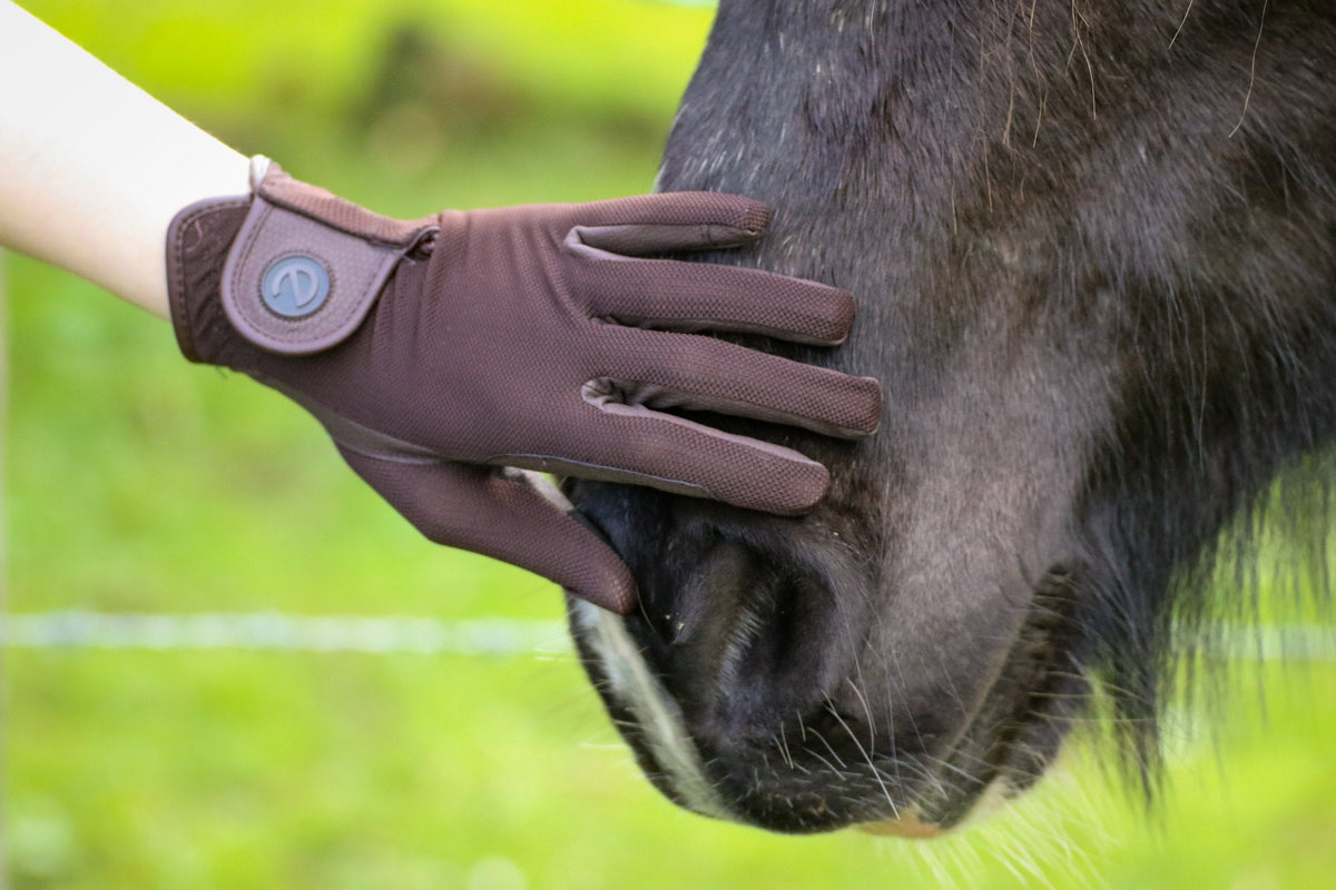 eQUEST GripPro X-LITE Riding Gloves - Brown Regular Cuff