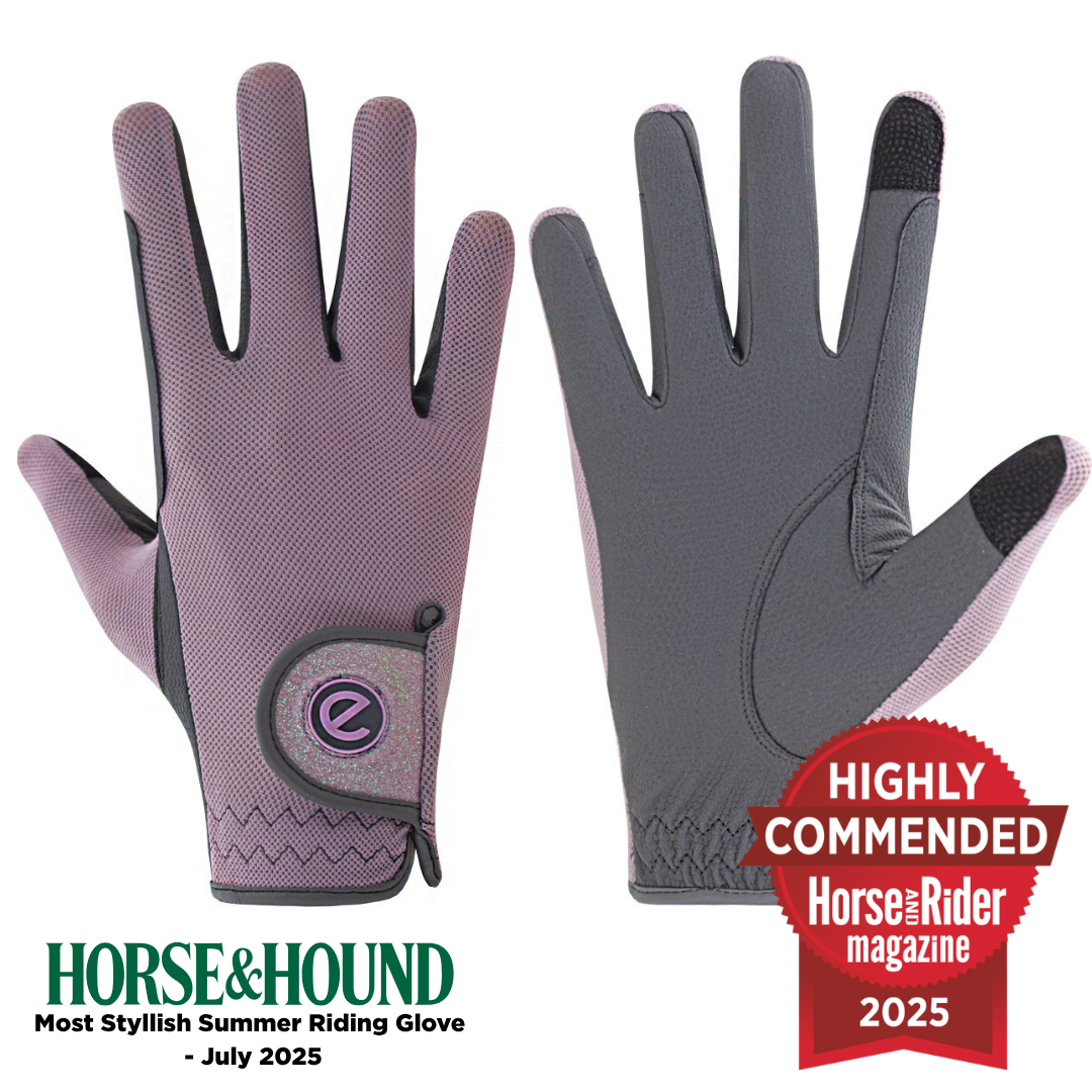 eQUEST GripPro X-LITE Riding Gloves - Pastel Pink Tonal Glitter Cuff