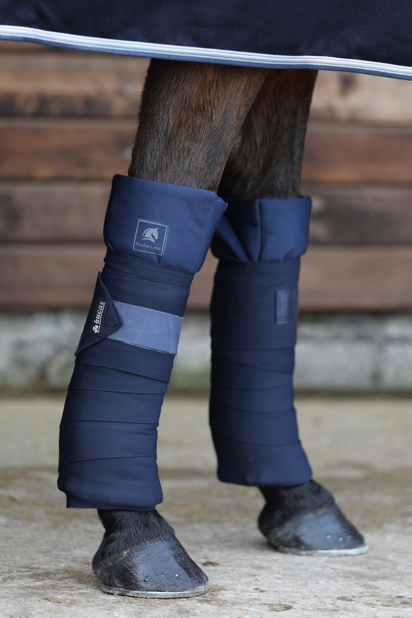 SHOW-LINE LEG WRAPS SET OF 4- One Size- Navy/Grey-21