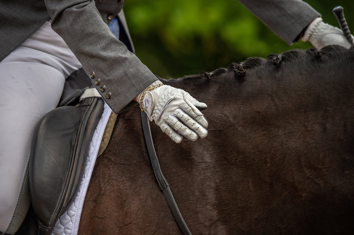 eQUEST GripPro Leather Touchscreen Riding Gloves - White | Classic English Style