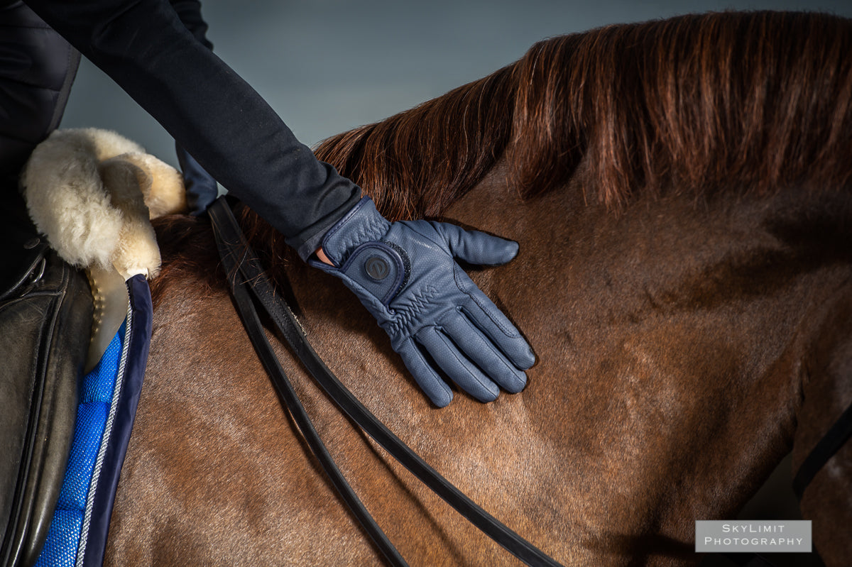 eQUEST GripPro Winter Edition Riding Gloves – Navy Blue | Warm, Grippy & Touchscreen
