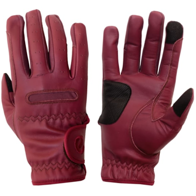 eQUEST GripPro Leather Touchscreen Riding Gloves - Merlot | Classic English Style