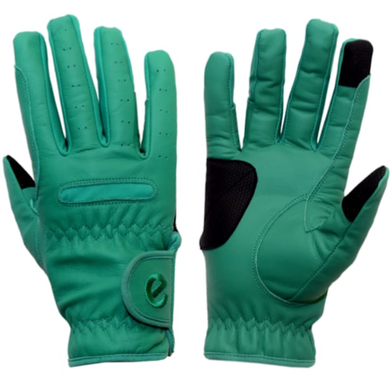 eQUEST GripPro Leather Touchscreen Riding Gloves - Jade Green | Classic English Style