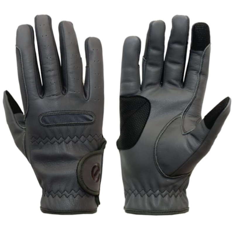eQUEST GripPro Leather Touchscreen Riding Gloves - Grey | Classic English Style