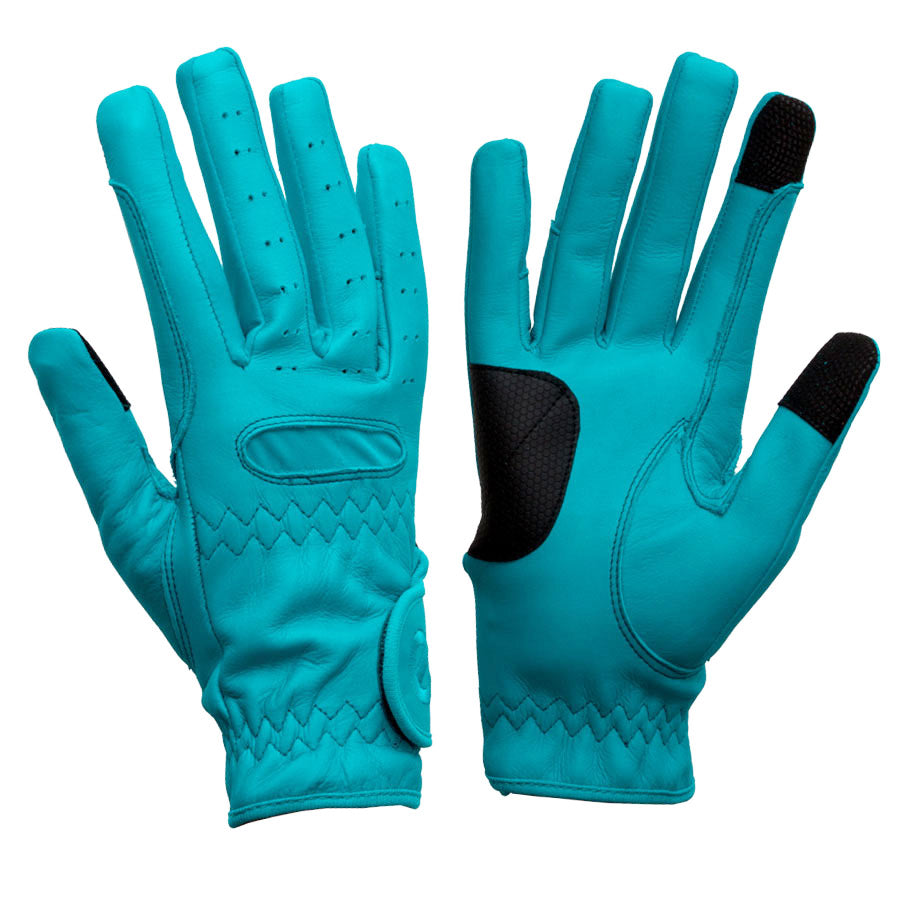eQUEST GripPro Leather Touchscreen Riding Gloves - Baby Blue | Classic English Style