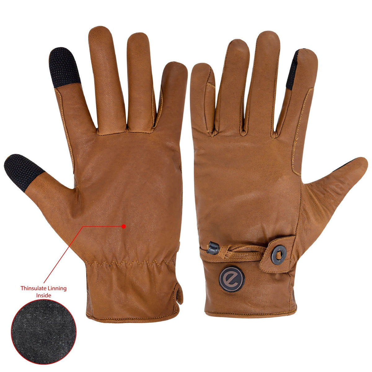 eQUEST GripPro Western Leather Riding Gloves – Tan | Thinsulate Lined | Touchscreen
